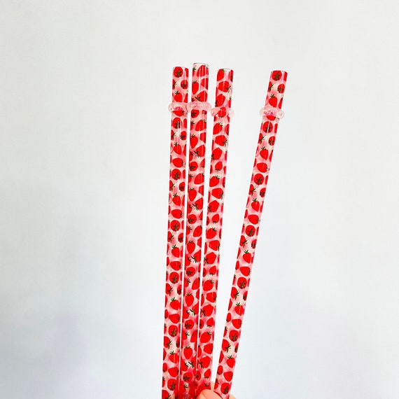 40 OZ Tumbler Strawberry Reusable Plastic Straws, Custom Straw, Strawberry  Straw, 12 Inch Straw, Simply Modern, Stanley Straw, 8mm Wide, 