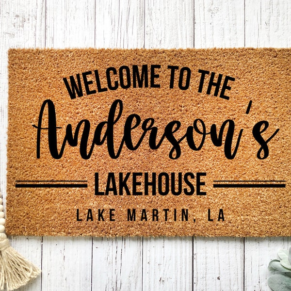 Custom Doormat | Lakehouse Doormat | Personalized Doormat | Housewarming Gift | Closing Gift | Welcome Doormat | Front Door Mat | Lake decor