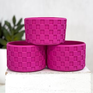 Crystal Crush Pink Checkered Silicone Boot, Comfort & Joy Silicone Cup Boot, Pink Stanley Boot, 40oz quencher boot, Hot Pink Tumbler Boot