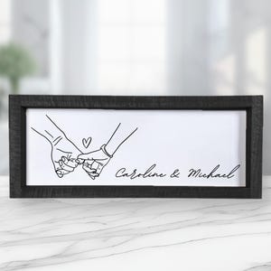 Pink Promise with Names Wood Framed Sign, Valentine&#39;s Day Gift, Custom Couple Sign with Names, Anniversary Gift, Bridal Shower Gift, Wedding