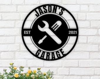 Personalized Metal Garage Sign, Grandpa Grandfather Husband Gift, Garage Decor, Metal Sign for Garage, Custom Garage Sign, Workshop Sign
