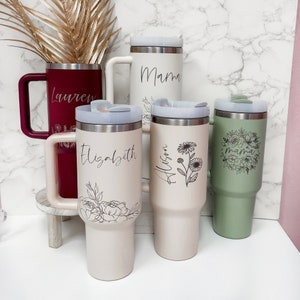 Personalized 40oz Tumbler with Handle & Straw, Engraved TikTok Cup, Gift For Her, 40 oz Travel Mug Not Stanley Brand Quencher Christmas Gift