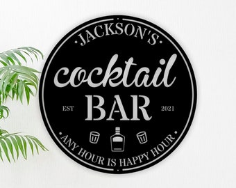 Cocktail Bar, Bar Signs, Personalized Bar Sign, Personalized Signs, Bar Decor, Man Cave, Metal Sign, Father's Day Gift, Custom Bar Sign