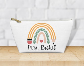 Personalized Teacher Pencil Bag,Personalized Teacher Gifts, Teacher Makeup Bag, Teacher Appreciation, End of Year Teacher Gift, Pencil Pouch