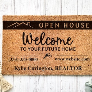 Open House Realtor Custom Doormat, Realtor Doormat, House Selling Front Door Mat, Real Estate Agent Gift, Open House Decor, Welcome Mat