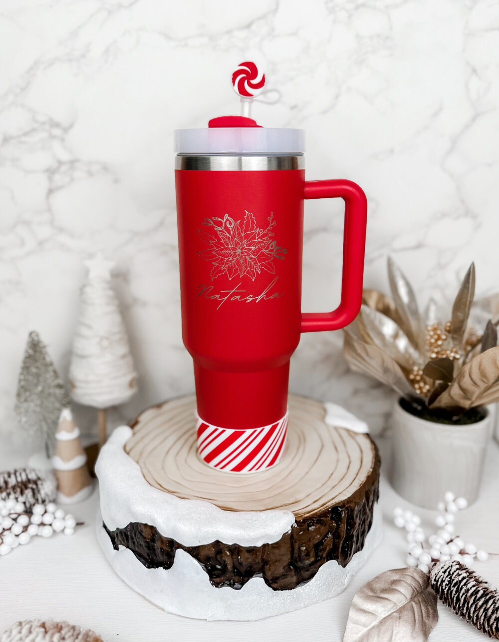 Mistletoe, Peppermint Silicone Boot, Christmas Silicone Cup Boot