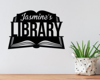 Personalized Library Metal Sign, Reading Corner Sign, Book Lover Sign, Book Worm Sign, Library Decor, Gift for Readers, Librarian Gift,