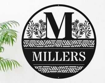 Personalized Metal Last Name Sign: Powder Coated Family Name Door Decor
