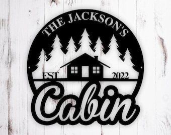 Personalized Cabin Sign, Cabin Sign, Lodge Decor, Family Signs, Fathers Day Gift, Cabin Decor, Metal Sign, Cabin Name Signs, Outdoor Sign