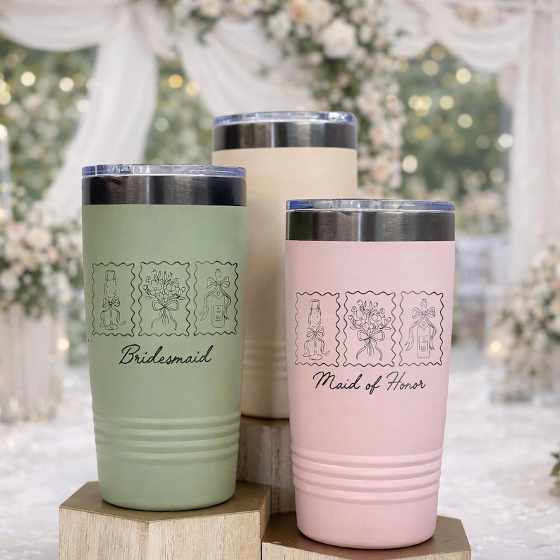 Custom Bridal Party Tumbler, Personalized Bridesmaid, Maid of Honor, Getting Ready Cups, Bridesmaid Proposal Gift, Bachelorette Party image 8