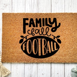 Custom Doormat Fall decor Porch Decor - Welcome Mat Housewarming Gift Faith Family and Football Football Decor