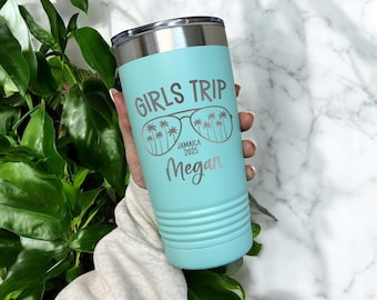 Custom 20oz Stainless Steel Tumbler: Laser Engraved Palm Trees Travel Mug