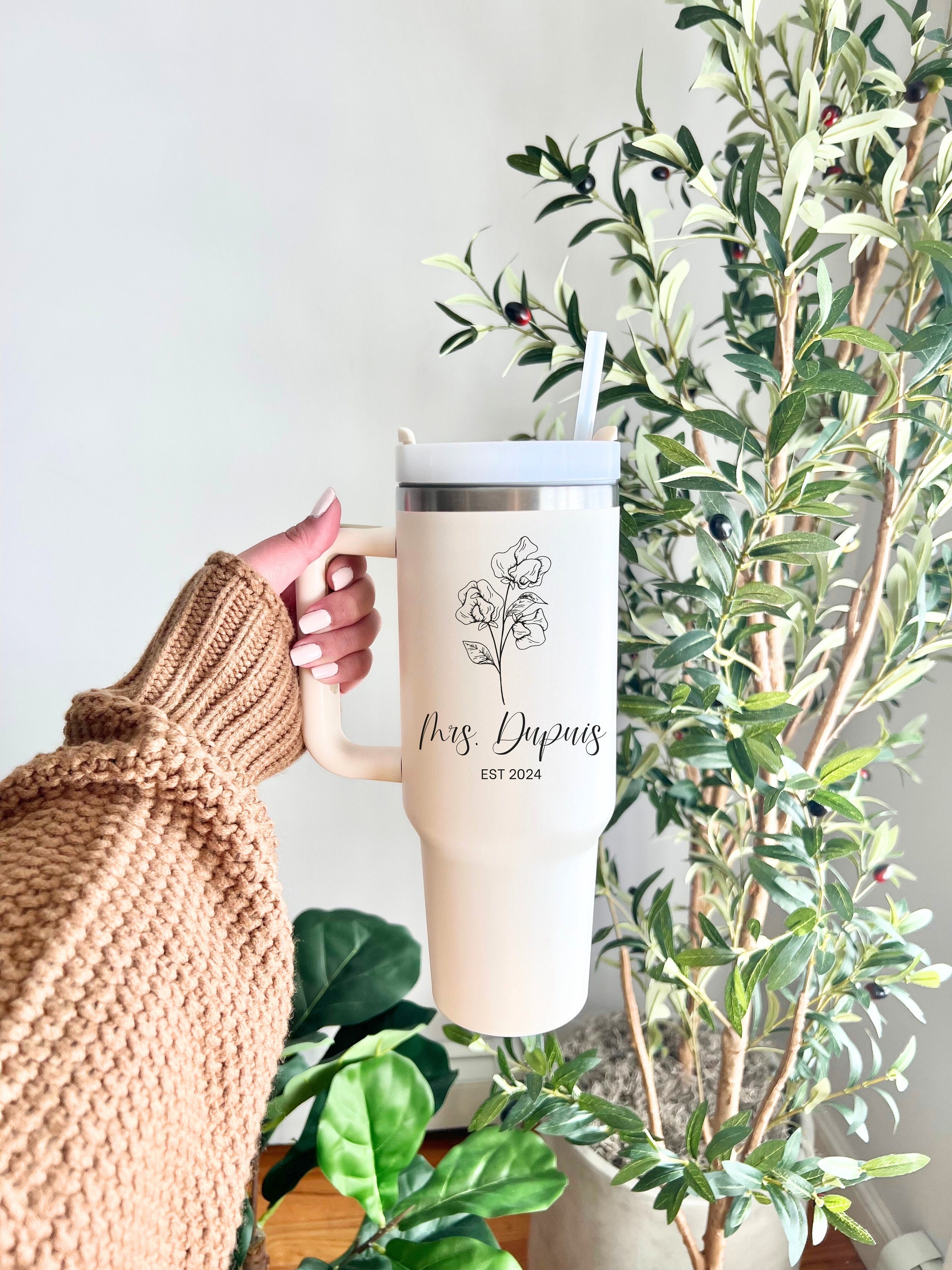 Personalized Gift for Bride, Mrs Engagement Gift, Engaged 40 OZ Tumbler, Bridal Shower Gift, Personalized Wedding Gift for Bride to Be