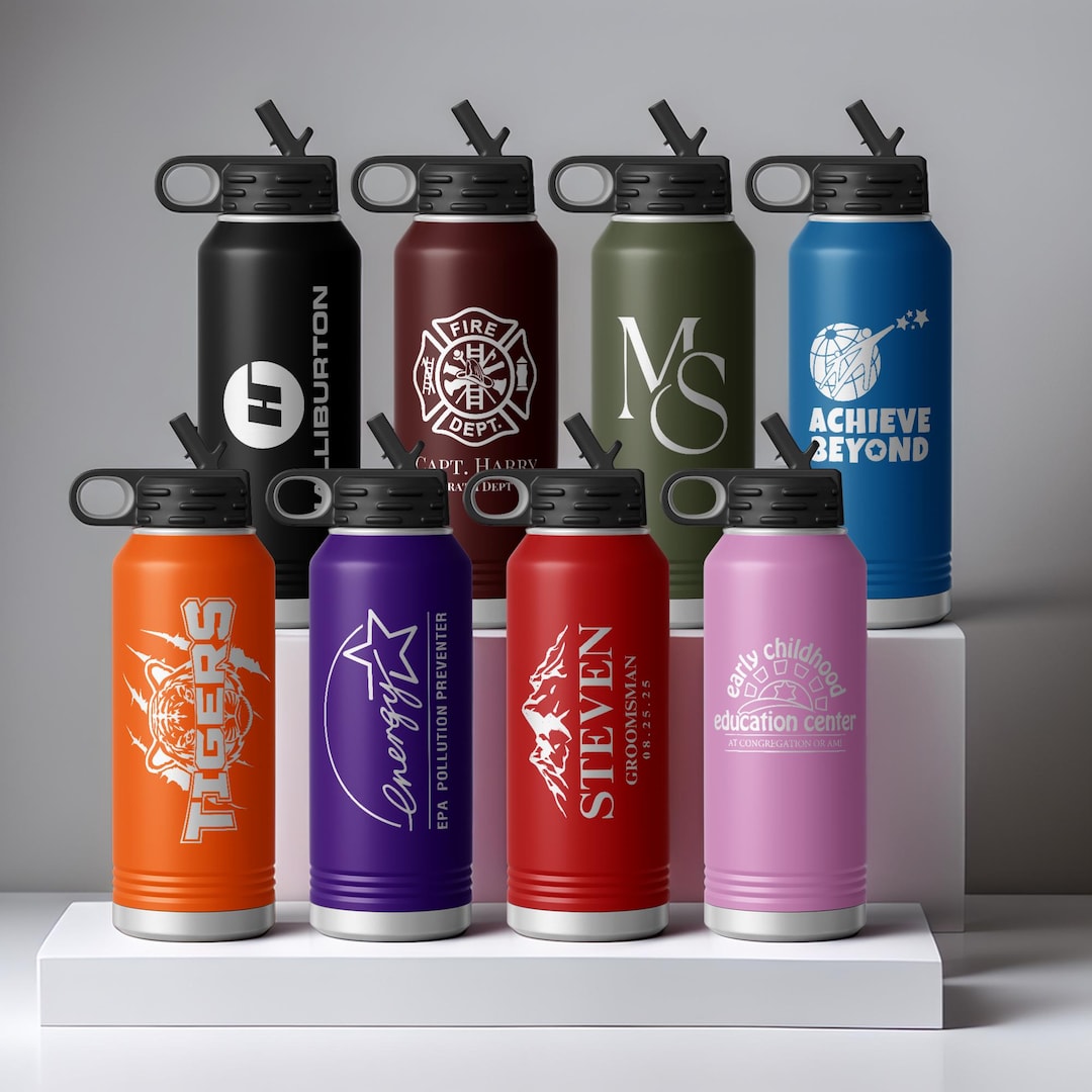 Personalized 32oz Water Bottle: Laser Engraved Stainless Steel Tumbler ...
