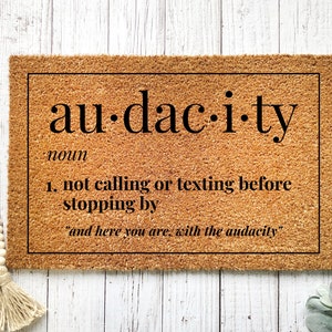 Audacity Door Mat, Funny Door Mat, Funny Gift, Housewarming Gift, Front Door Decor, Definition Door Mat, Porch Decor, Coir Door Mat Custom