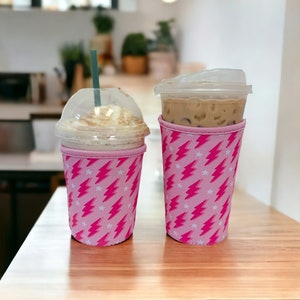 Lightning Bolt Insulated Drink Sleeve, Iced Coffee Coozie, Hot Coffee Sleeve, Starbucks, Dunkin, Mcdonalds, Coffee Sleeve, Coffee Lover Gift image 5