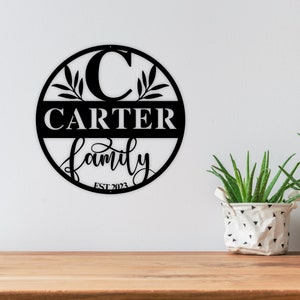 Personalized Family Name Metal Art, Name Sign, Closing Gift, Metal Monogram, Housewarming, Wedding Monogram, Anniversary, Door Hanger