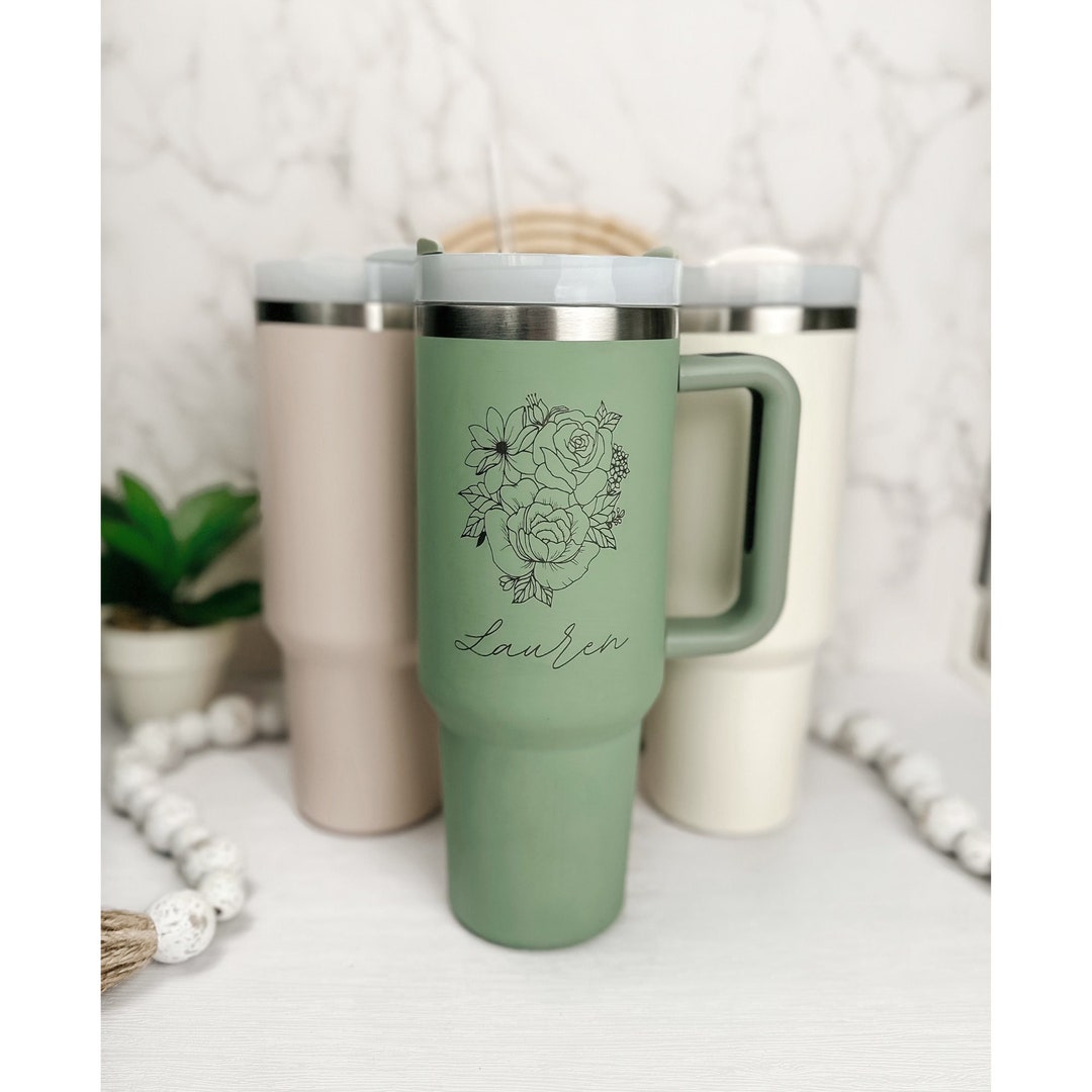 40oz Stainless Steel Tumbler – Sage in Bloom