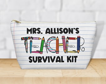 Personalized Teacher Pencil Bag,Personalized Teacher Gifts, Teacher Makeup Bag, Teacher Survival Kit, Teacher Appreciation, Pencil Pouch