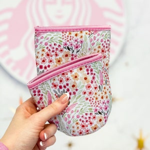 Spring Floral Insulated Drink Sleeve, Iced Coffee Coozie, Hot Coffee Sleeve, Starbucks, Dunkin, Mcdonalds, Coffee Sleeve, Teacher Gift image 2