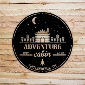 Personalized Cabin Metal Sign, Cabin Sign, Lodge Decor, Cabin Decor, Cabin Lake House Cottage Welcome Sign, Custom Camp Sign, Outdoor Sign