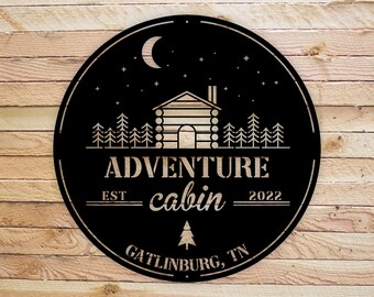 Personalized Cabin Metal Sign, Cabin Sign, Lodge Decor, Cabin Decor, Cabin Lake House Cottage Welcome Sign, Custom Camp Sign, Outdoor Sign