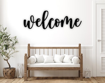Señal de bienvenida al aire libre, Palabra de metal de bienvenida, Señal de bienvenida de boda, Regalo de inauguración de la casa, Regalo de cierre de agente inmobiliario, Arte mural de palabras de bienvenida