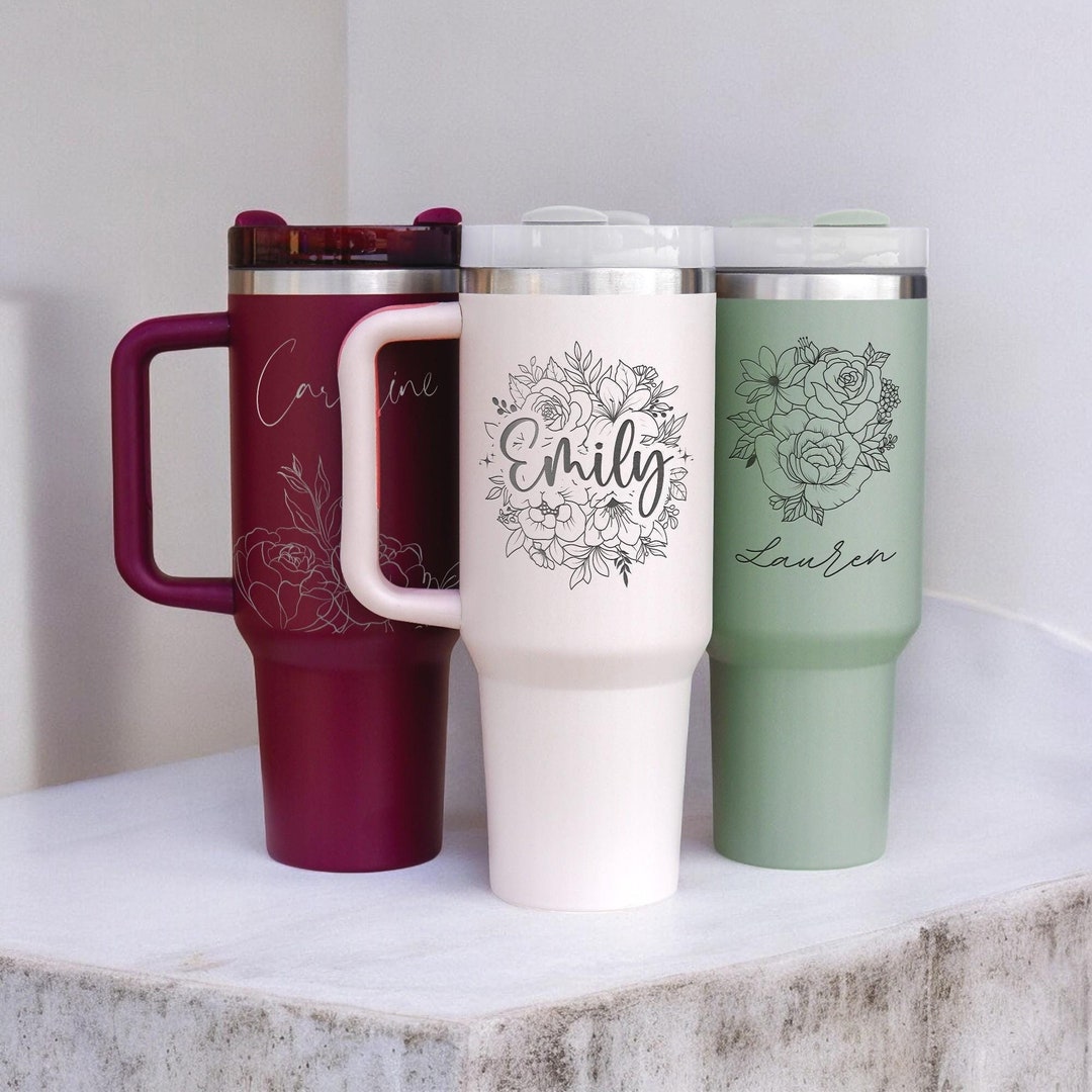 Personalized 40oz Tumbler With Handle & Straw, Engraved Tiktok Cup, Gift  for Her, 40 Oz Travel Mug Not Stanley Brand Quencher, Gift for Her - Etsy