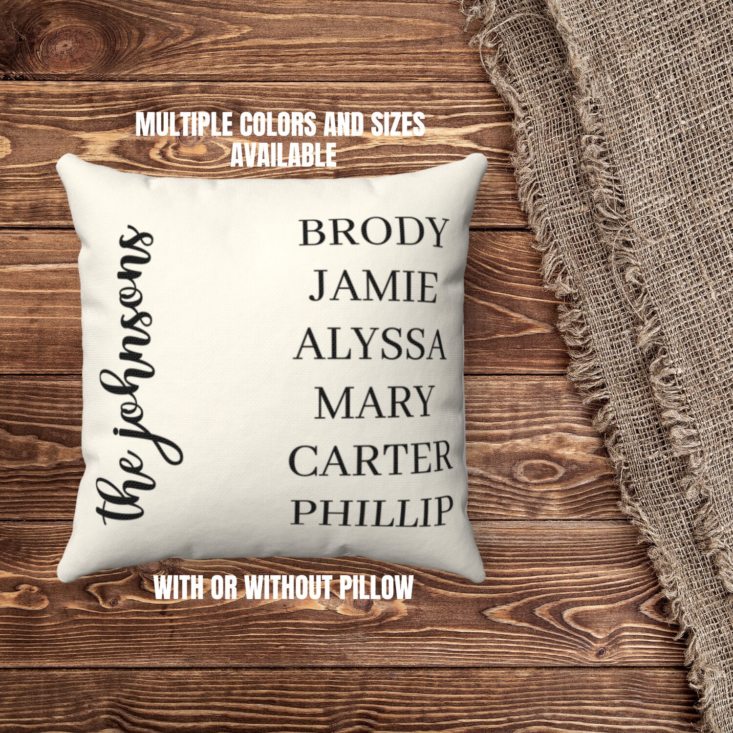 Personalized family name pillow discount