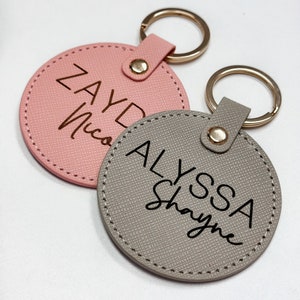 Personalized Tags, Diaper Bag Keychain, Booksack Tag, Backpack Label, Leather Keychain, Personalized Name for Bags, Luggage Tag, Engraved afbeelding 9