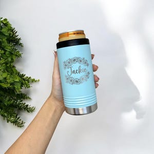 Personalized Daisy Floral Skinny Can Cooler, Custom Hard Seltzer, Personalized Bridesmaid Gift, Bridesmaid Proposal, Beach Trip Coozies