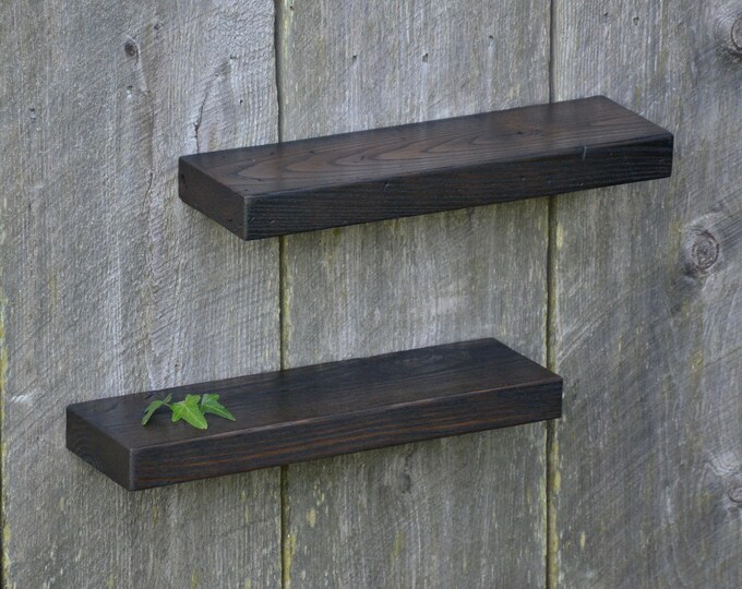 Two Reclaimed Chestnut Floating Shelves, Display Shelves, Art Display