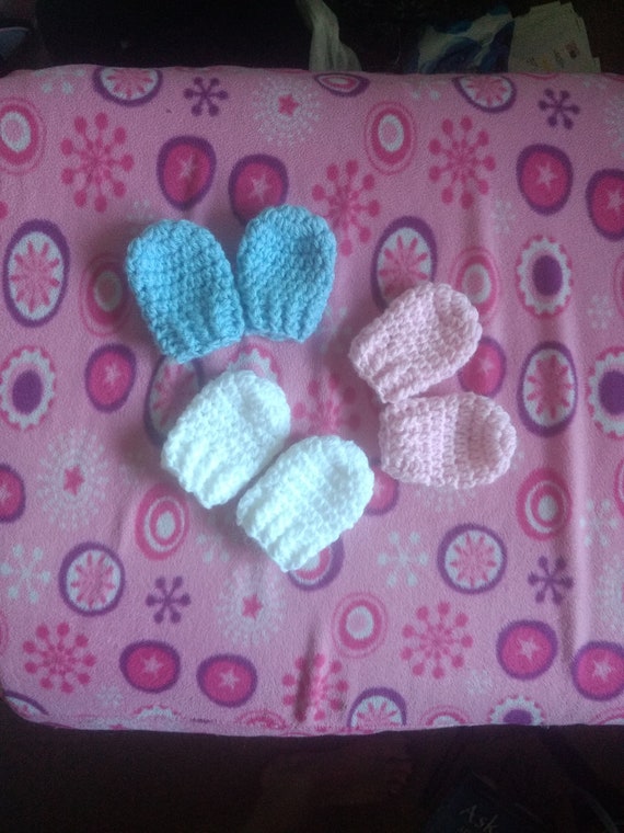 Baby Hat and 2 Pairs Scratch Mittens 100/% Cotton Newborn Boy Girl Mitts Reborn