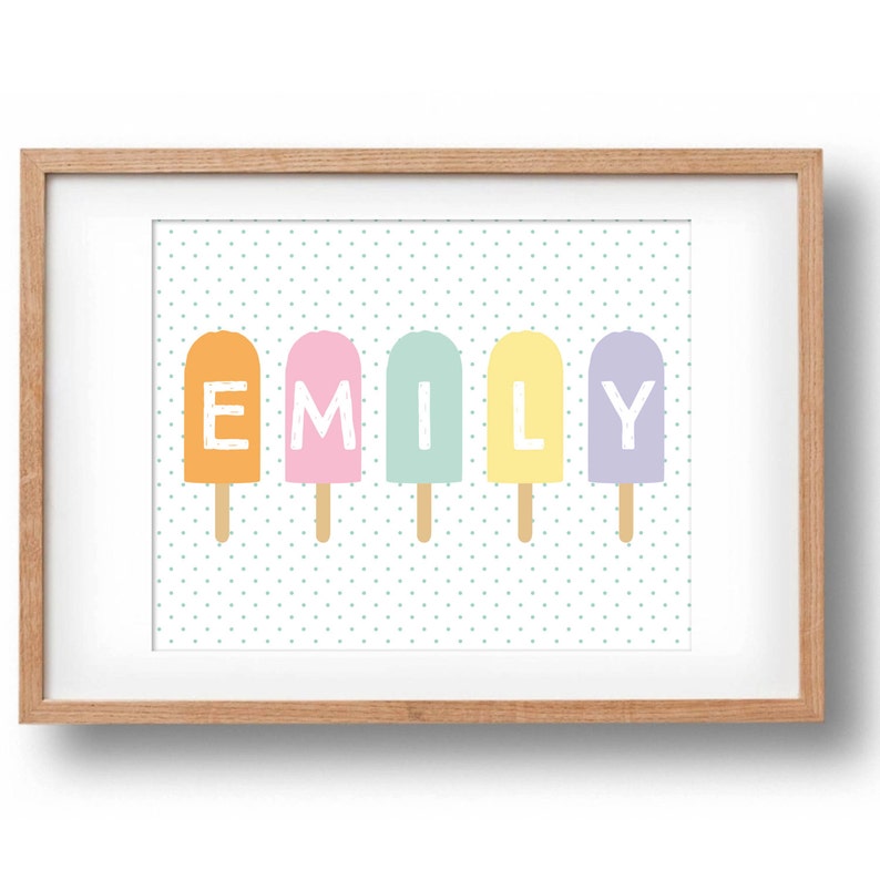 Personalised Popsicle Name Print Custom Ice Cream Name Print Etsy
