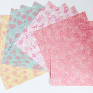 Japanisches Sakura Chiyogami Origami Papier 4 Farben 60 Blatt 5,9 x 5,9 Zoll Kirschblüte Origami Papier Pack Ornament Dekoration Party Favor