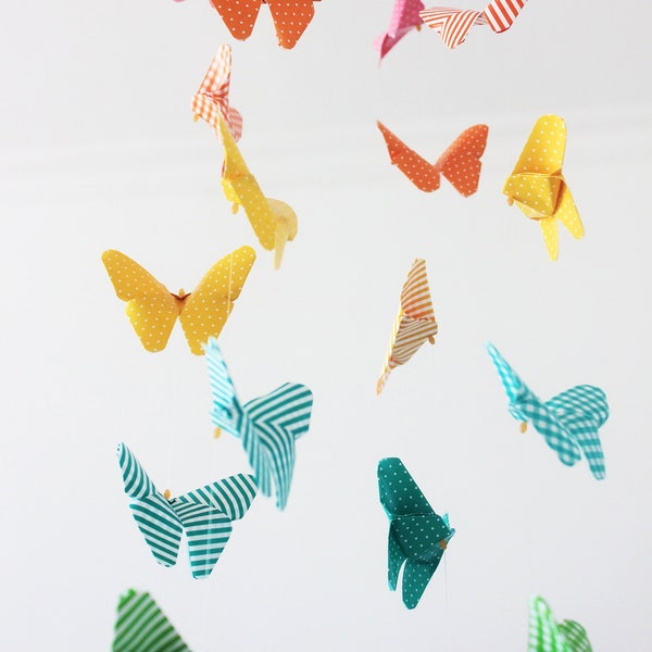 Baby Crib Rainbow Butterfly Mobile Butterflied Chandelier Mobile Origami Paper Nursery Mobiles for Children Bedroom Decor Gift Baby Shower