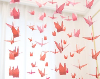 200 Cranes-20 Strings/10 Cranes Each - Origami Paper Crane Pink-Rose Tones Color Wedding Backdrop Bird Garlands Mobile Decor Shade Pink