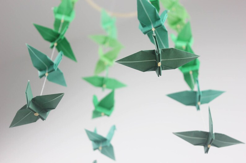 Baby Crib Mobile Origami Paper Crane Shades Color Cot Cranes Etsy