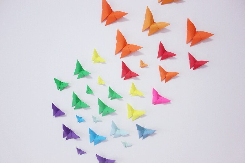 80 Origami Butterflies Rainbow 3D Paper Butterfly Wall Art for Etsy