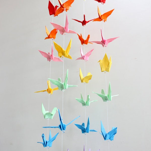 Baby Crib Mobile Origami Paper Crane Amazing Colorful Rainbow Cranes Mobiles for Children Bedroom Party Decor Special Gift for Baby Shower