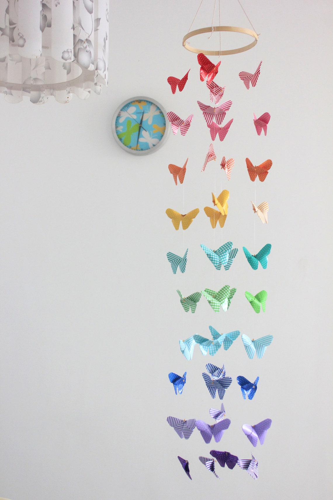 Baby Crib Rainbow Butterfly Mobile Butterflied Chandelier Etsy