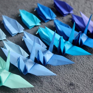 100 Origami Papierkraniche Handwerk Party Hochzeit Weihnachten Geschenk Dekor Vogel Papierwaren Kranich Alle Schattierungen von BLAU