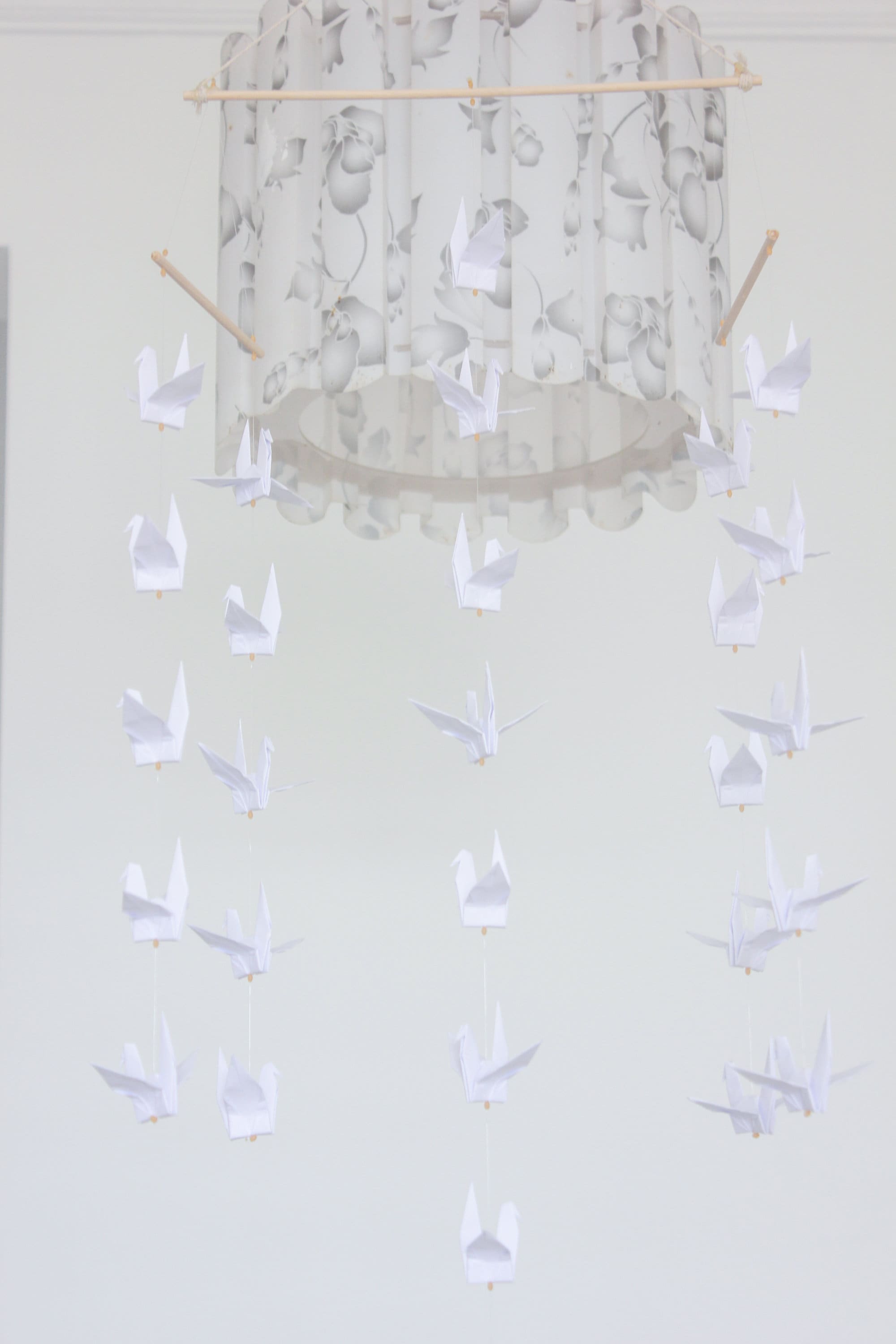 Baby Crib Cranes Mobile Origami Paper Crane All White Bird - Etsy