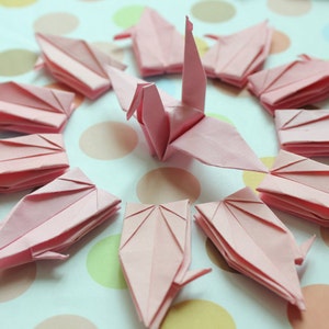 1000 Origami Handmade Paper Cranes 10x10cm Origami Crane for Wedding Party Girlfriend Wife Gifts Child Room Festival Anniversary Party Pink