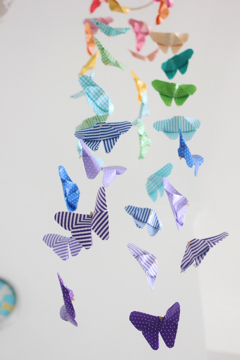 Baby Crib Rainbow Butterfly Mobile Butterflied Chandelier Etsy