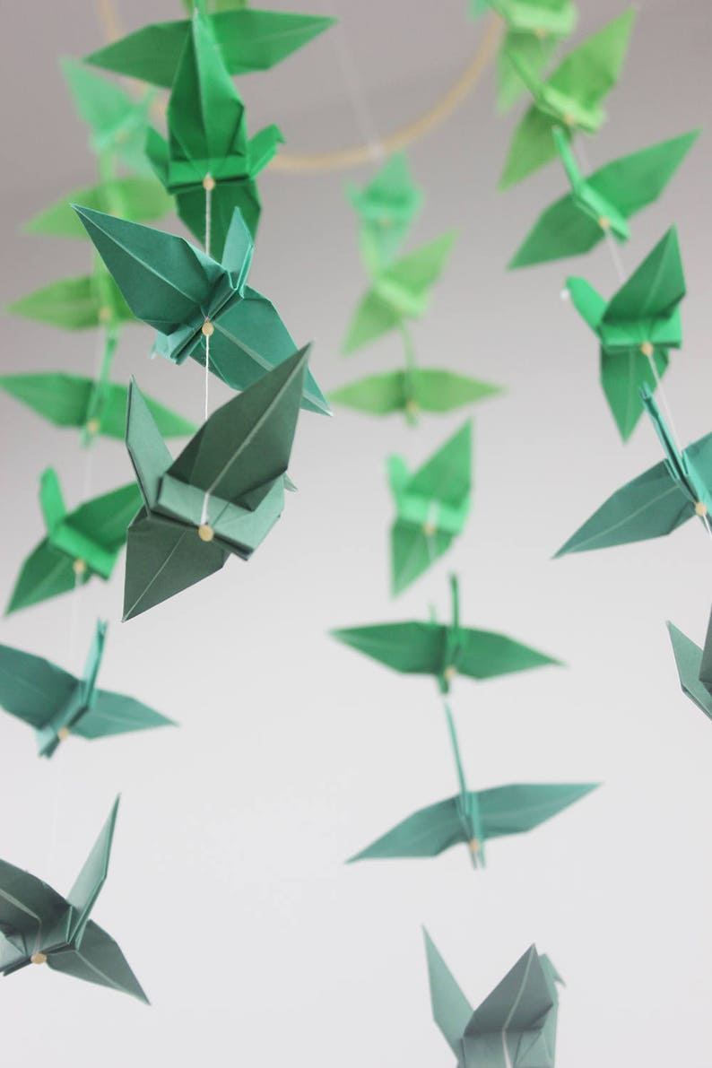 Baby Crib Mobile Origami Paper Crane Shades Color Cot Cranes Etsy