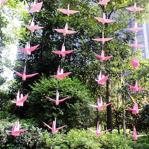 500 Cranes-25 Strings/20 Cranes Each - Handmade Origami Paper Crane Wedding Backdrop White to Rose Bird Garlands Mobile Decor Shade Pink