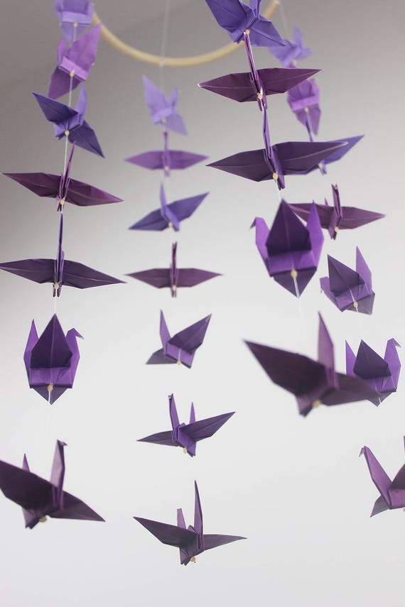 Baby Crib Mobile Origami Paper Crane Shades Color Cot Cranes Etsy