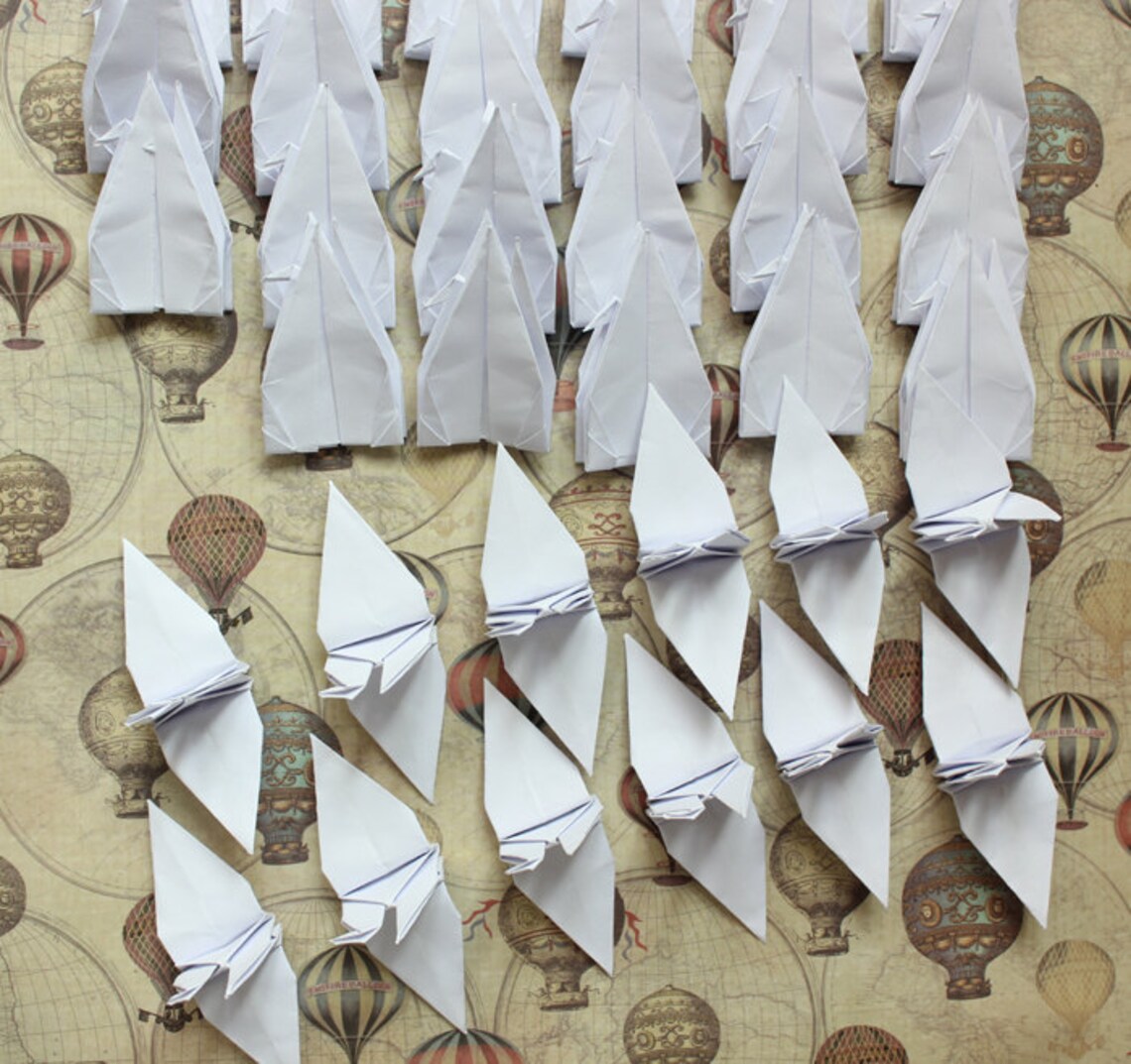 1000 Pure White Origami Paper Cranes Crafts Paper Goods Wedding Pure