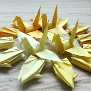10 x 10cm/4&quot; 100 Paper Cranes Customized for Wedding, Child Room Home Decoration All Shades of YELLOW Paper Goods Crane